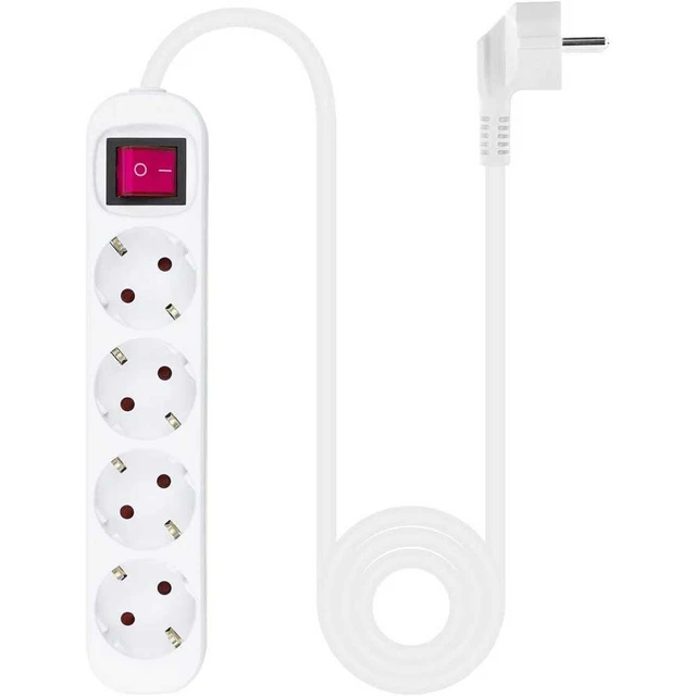 Multiprise 4 prises électriques prots 250V reglette NanoCable Blanc 1,4m