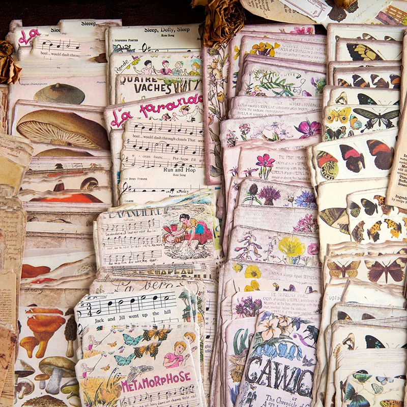 Journamm 50pcs/pack Retro Collage Materials Paper DIY Scrapbooking Decor Junk Journal  Planner Creative Stationery Vintage Paper 60sheets large amount vintage material paper light paper retro collage background deco scrapbooking diy journal planner