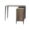 Wooden Writing Desk with Storage Cabinet, Computer Desk with 2 Slide Door, Brown and Black 6