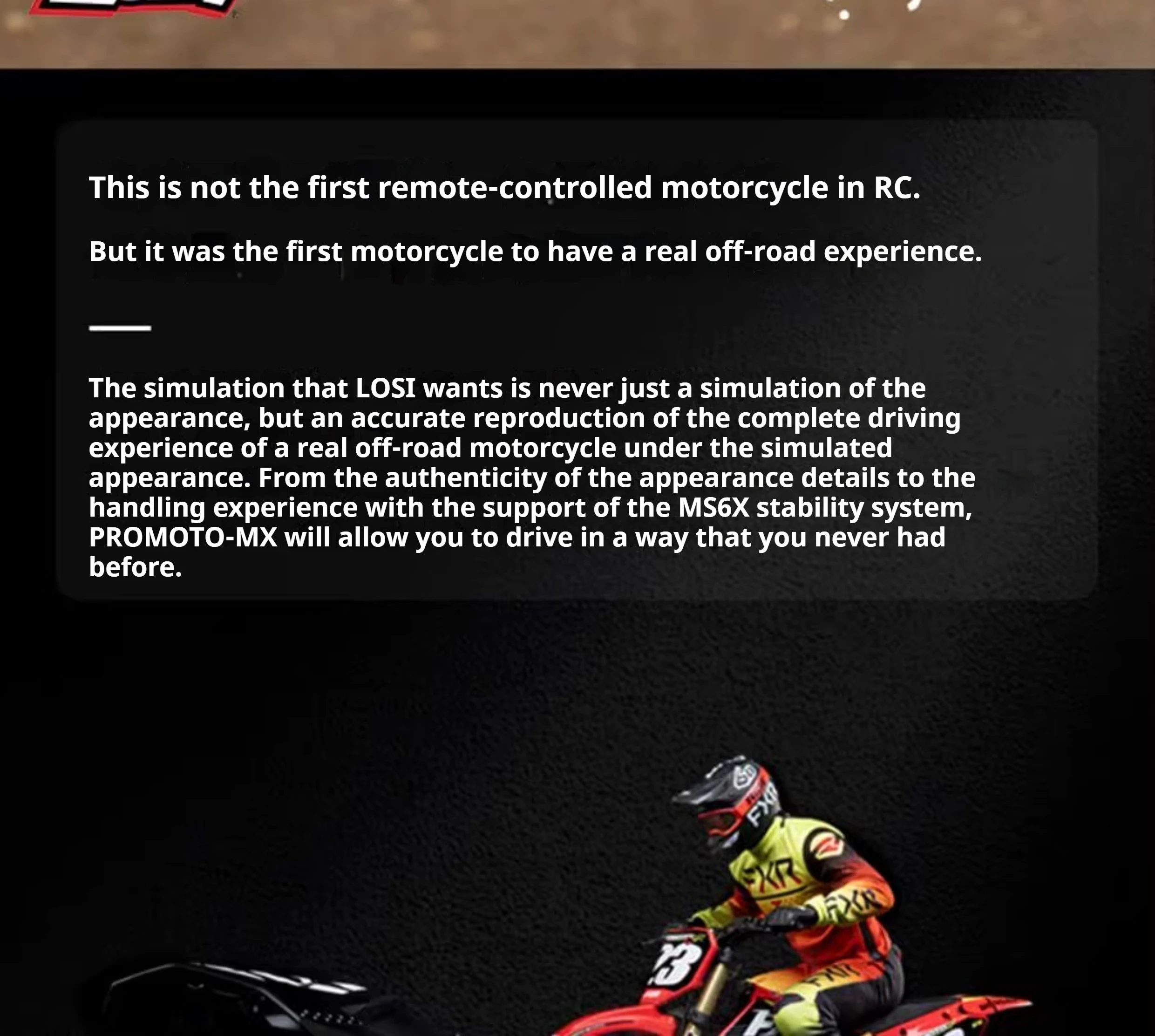 Coche modelo RC Losi 1/4 Promoto MX motocicleta de control remoto carreras todoterreno sin escobillas RTR