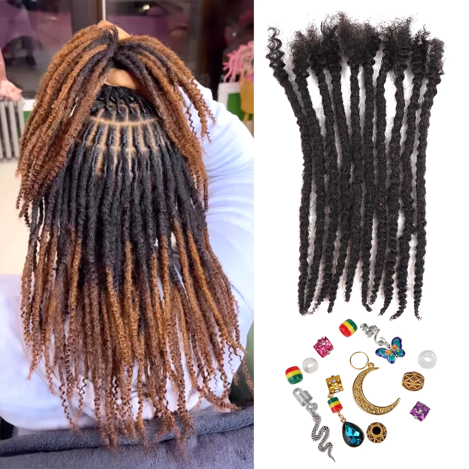 locs crochet hair 80strands textured locs 8inch 0.6cm width curly afro kinki bulk human hair bundles dreadlock extensions