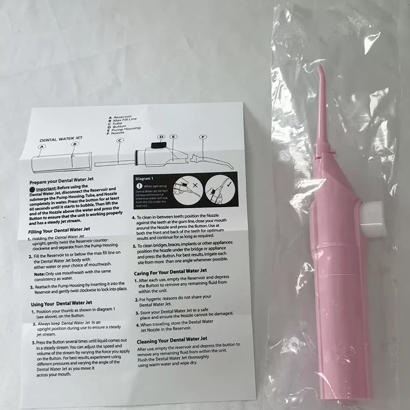 Tragbarer Hochdruck-Mundduschen-Irrigator für den Haushalt, manueller Wasserzahnseide-Stick zur Zahnreinigung – Detail 13