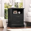 Farmhouse Nightstand with Charging Station, Side Table with 2 Storage Drawers, Rustic Wood Night Stand with Metal Handle 1