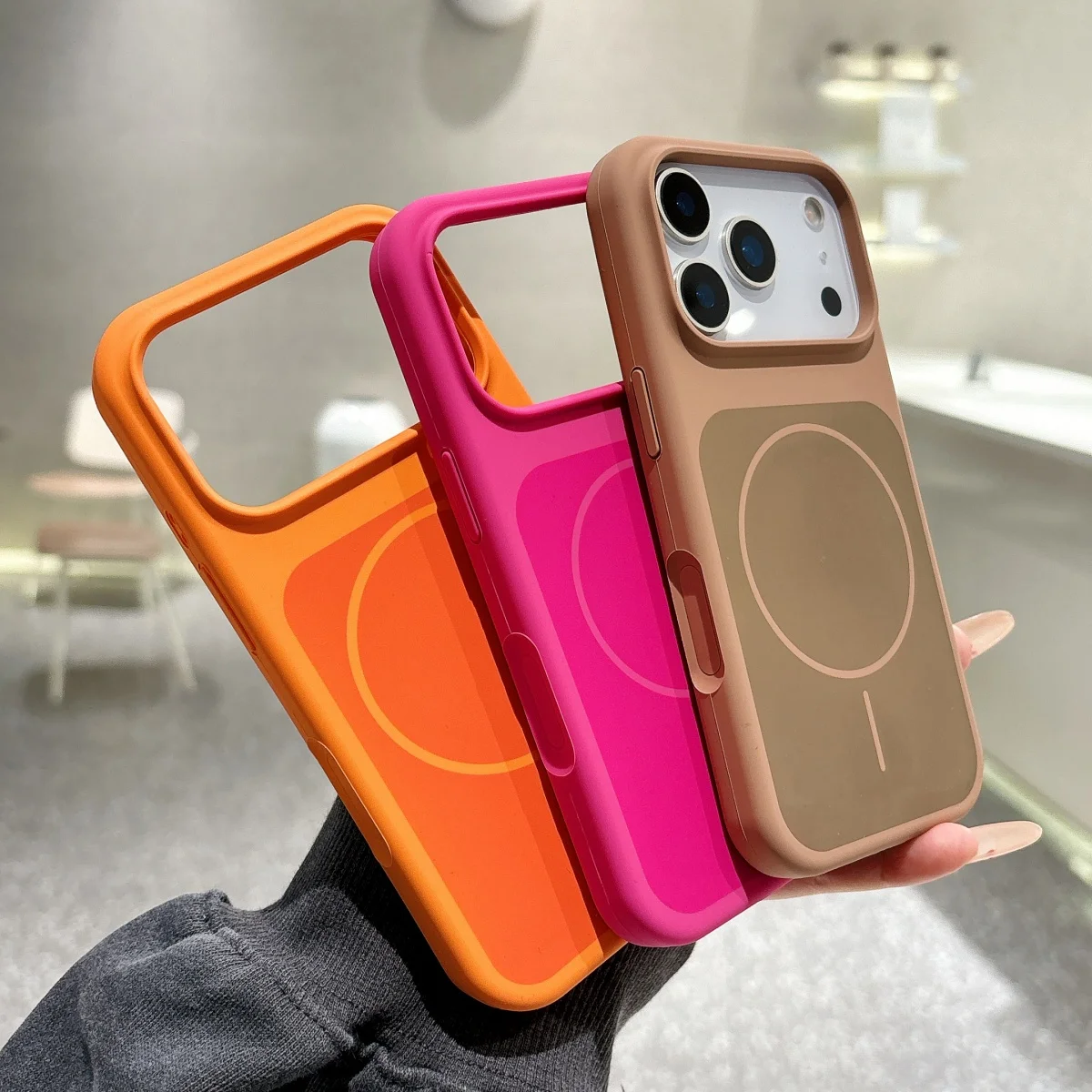 Luxurious Hit Color Liquid Silicone Magnetic Phone Case With MagSafe Charging Compatibility
