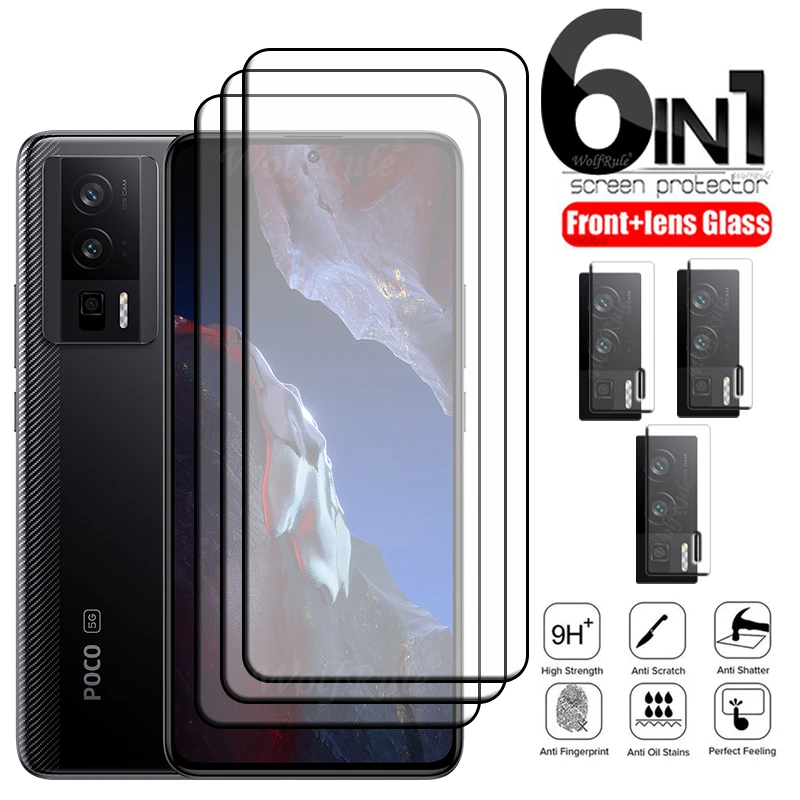 

6-in-1 For Poco F5 Pro Glass Poco F5 Pro Tempered Glass Full Glue 9H Cover Screen Protector Xiaomi Poco F5 Pro F3 F4 Lens Glass