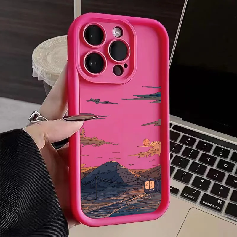 thumbnail image 1 of Funda de teléfono para iPhone 16 15 14 13 12 11 Pro Max XS XR X 12 7 8 Plus Funda Paisaje Montaña Nube Silicona Funda a prueba de golpes, 1 of 5