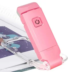 Rechargeable LED Portable Reading Lamp with Eye Protection and Bookmark Clip (Pink)