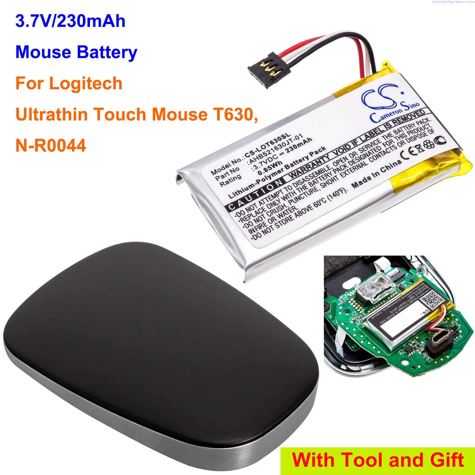 Batteria 230mAh Li-Polymer 3.7V Per Cuffie Logitech H800, Sostituisce 533-000067, AHB472625PST - 2