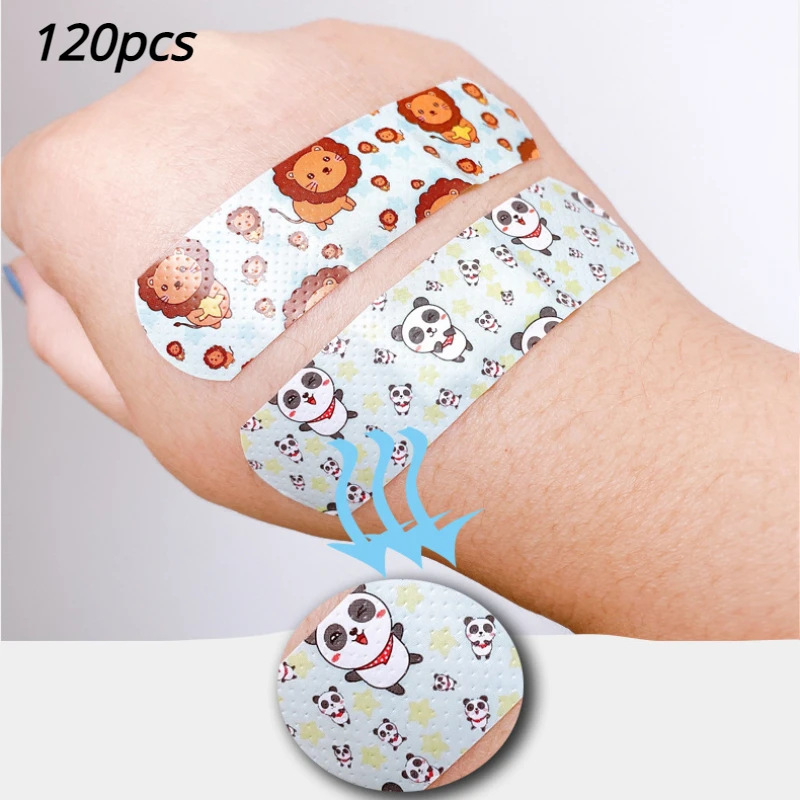 

120pcs Cute Cartoon Band Aid Hemostasis Adhesive Bandages First Aid Emergency Kit Wound Plaster for Kids Cute Bandaids