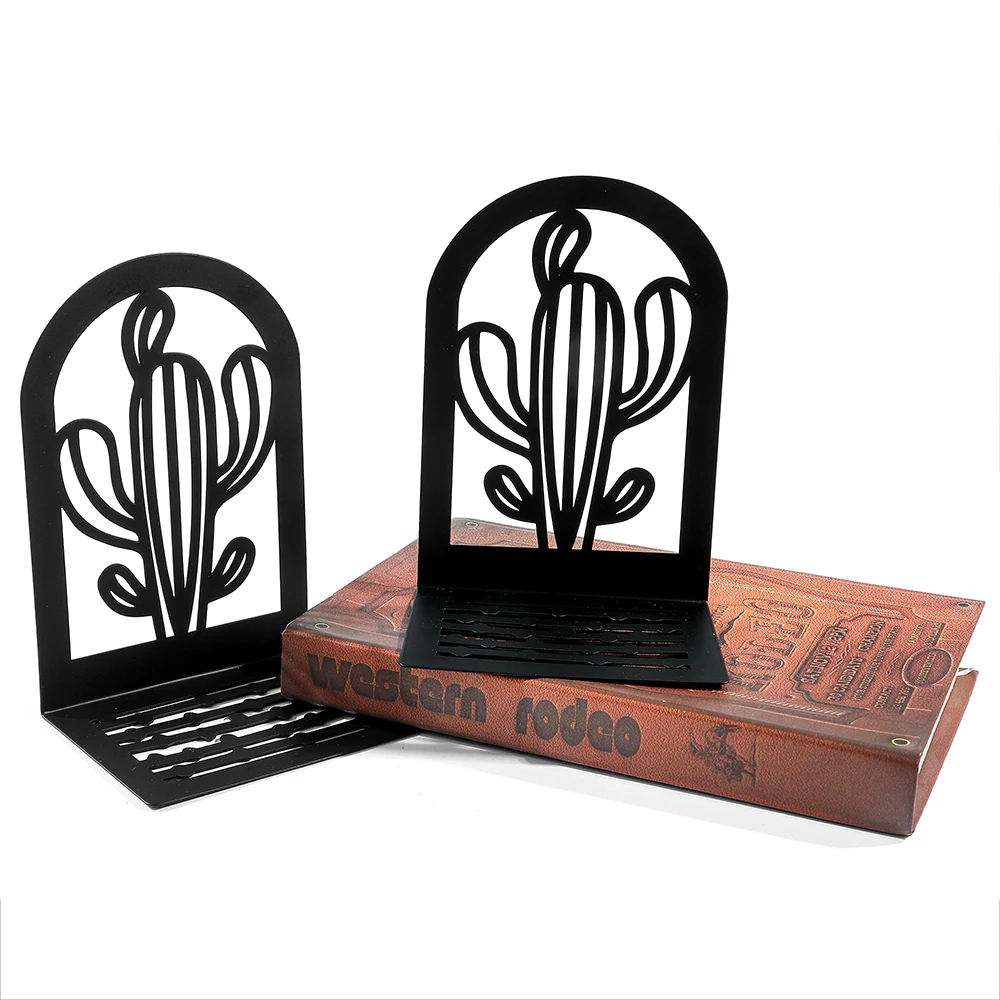 Cacti Book Ends Heavy Duty Metal Bookends Office Desktop Home Bookshelf for Book Lovers Office supplies Book Rack 5