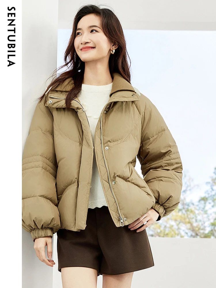 SENTUBILA High Quality Fashion Winter Down Jacket for Women 2023 Loose Short Down Coat Windproof Warm Puffer Jackets W34Y50029