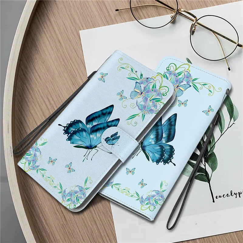 Elegant Colored Flower Wallet Phone Case - Magnetic Flip Leather Cover with Cute 3D Pattern