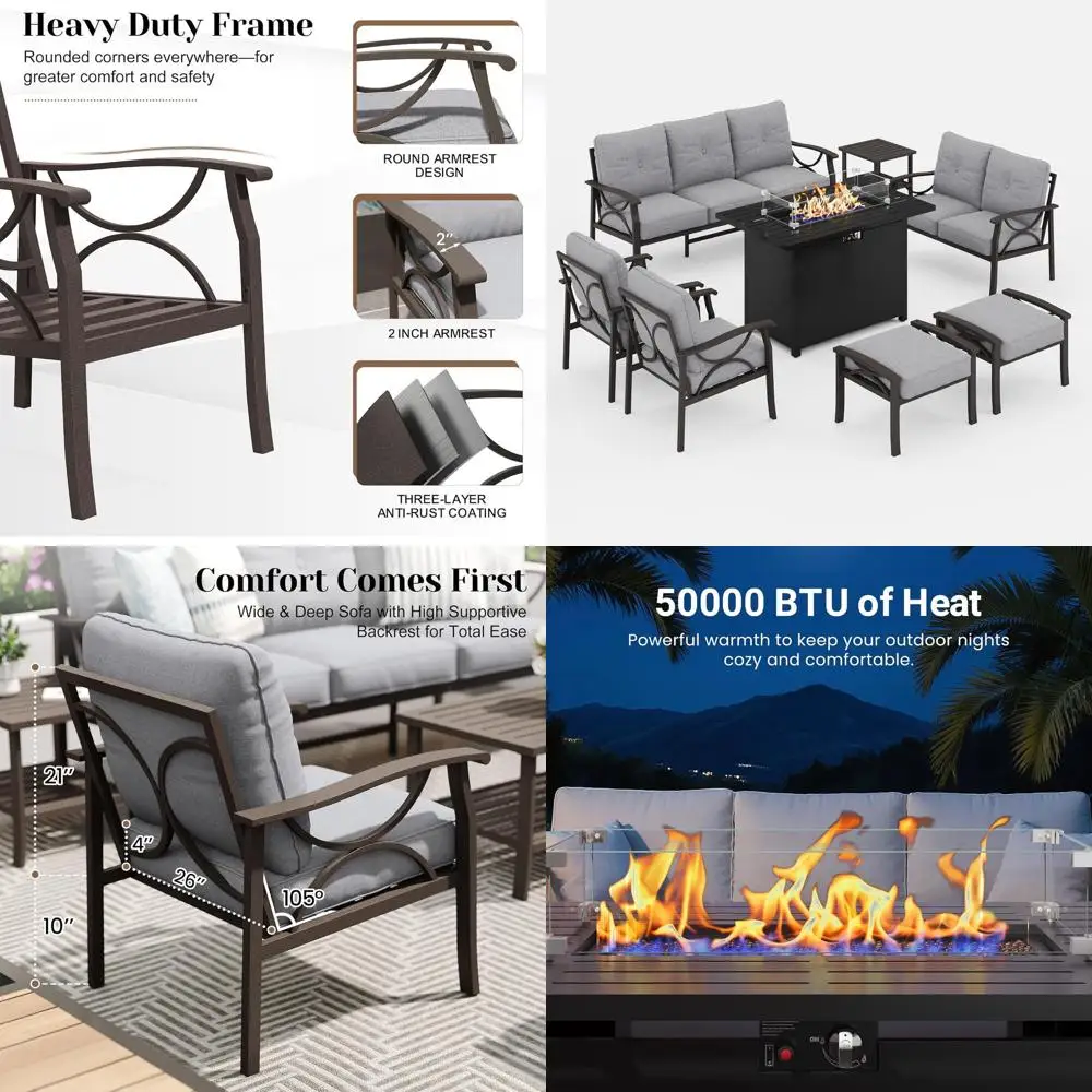 8-Piece Patio Set with 43" Fire Pit 1