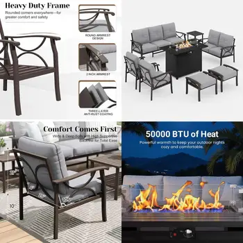 8-Piece Patio Set with 43" Fire Pit 1