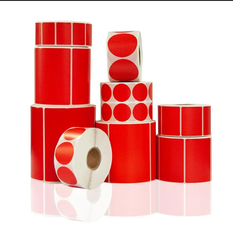 Red Thermal Label barcode Sticker Waterproof PrintTop Thermal Paper thermal printer Round Self