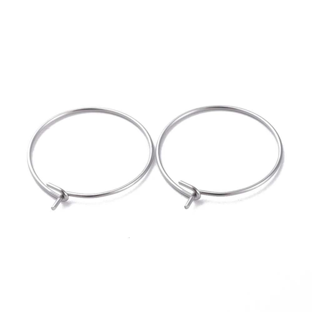 

316 Surgical Stainless Steel Hoop Earring Findings Wine Glass Charms Findings Stainless Steel Color 20x0.7mm 21 Gauge