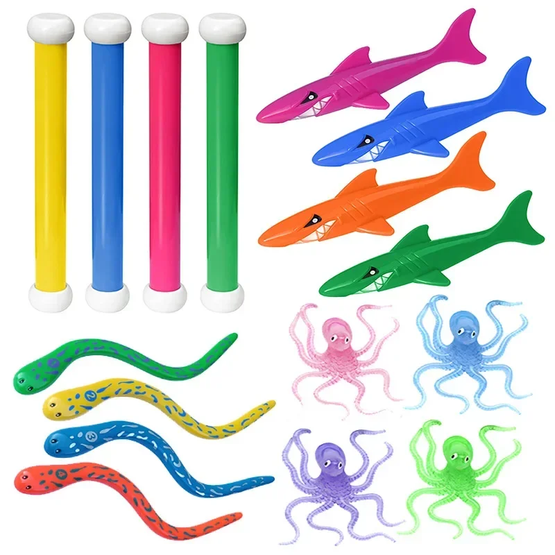 Swimming Diving Toys Set Pool Swim Rings Loop Water Sports Play Game Diving Stick Underwater Accessories Grabbing Toys for Kid