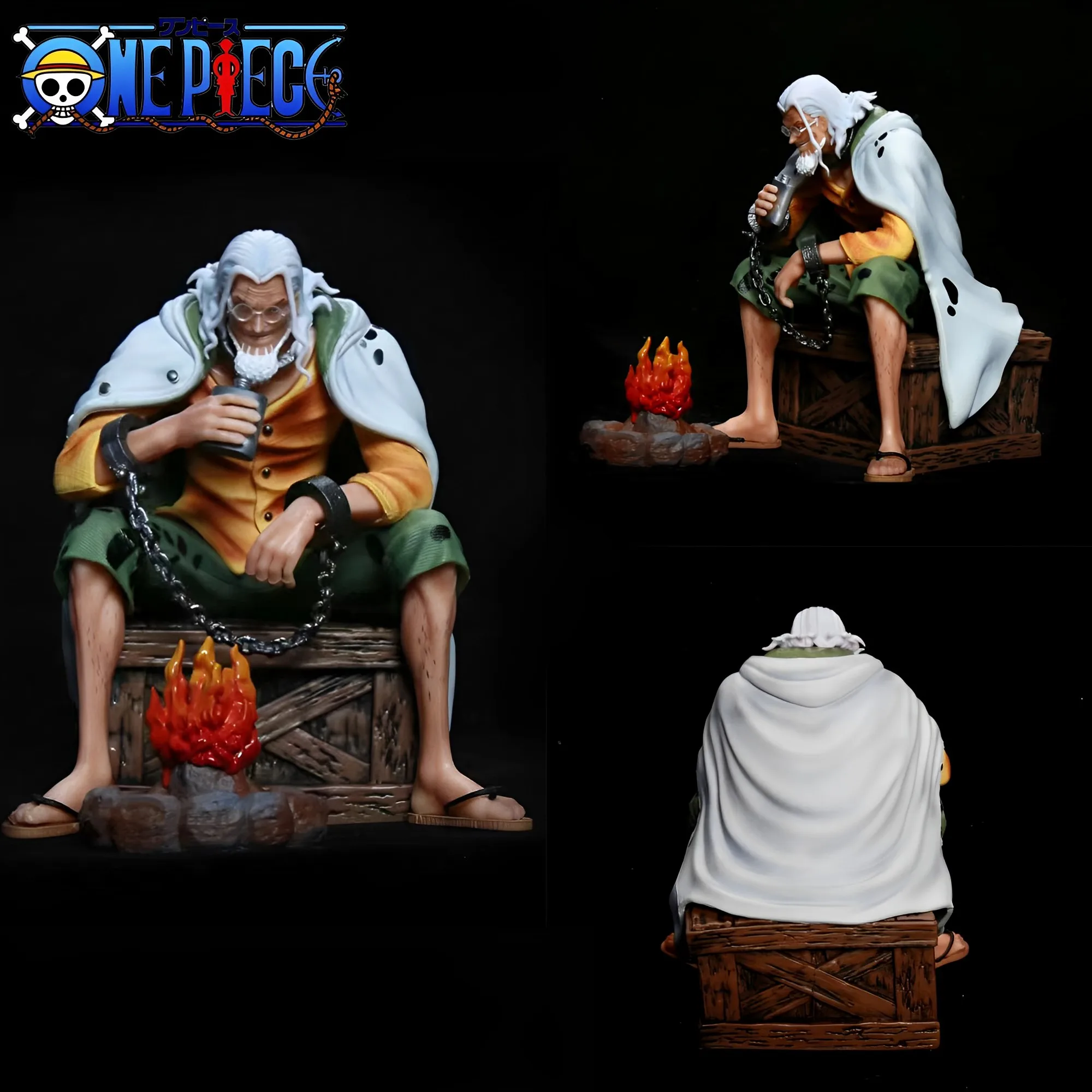 

16cm One Piece Pluto Silvers Rayleigh Sitting Posture Bonfire Anime Figure Master Luffy PVC Model Collect Ornaments Toy Boy Gift