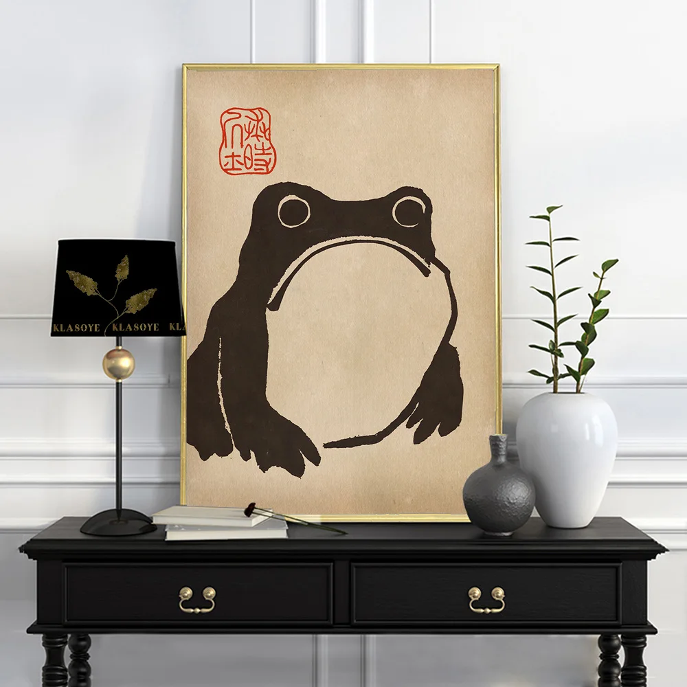 

Antique Matsumoto Hoji Frog Poster Vintage Print Japanese Woodblock Toad Wall Art Picture Animal Canvas Painting Home Decor Gift