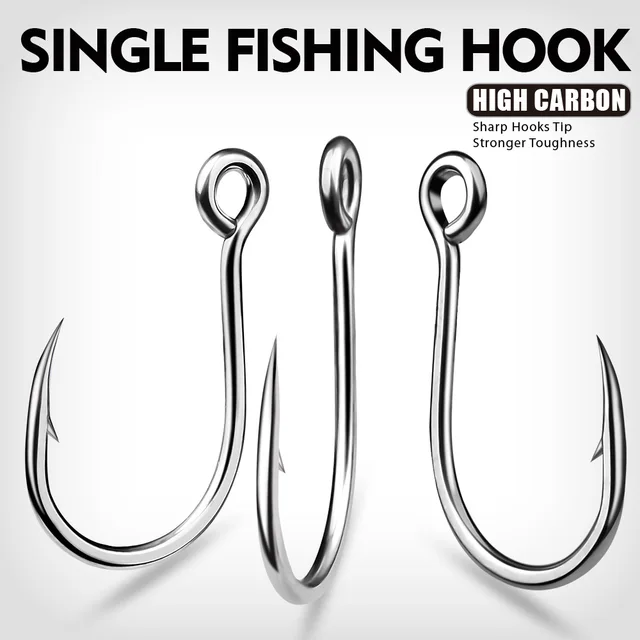 FTK 20Pcs Fishing Hooks Fishing Jigging Hook Carp Eye Worm Barbed Inline  Hooks Saltwater High Carbon Steel Fishing Accessories - AliExpress