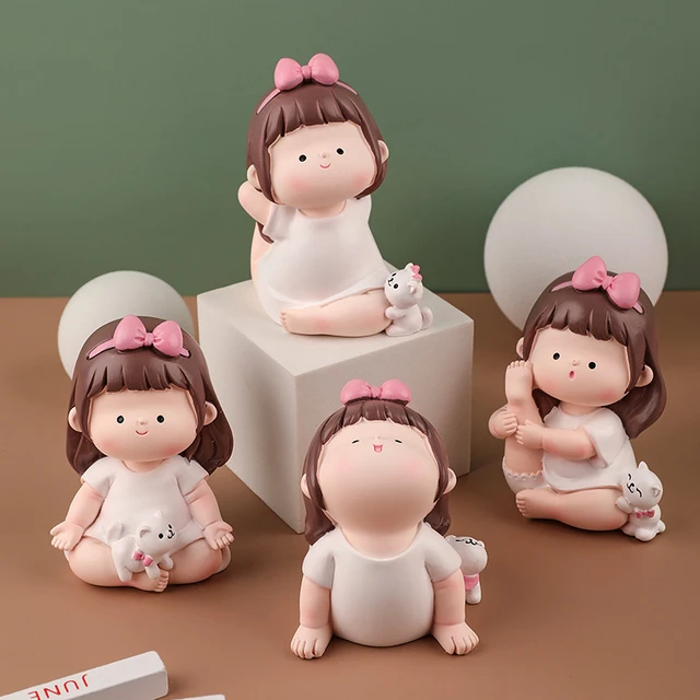 ORNEMENT DE FILLE Yoga Résine Figurines Dessin Animé Modèle Petite