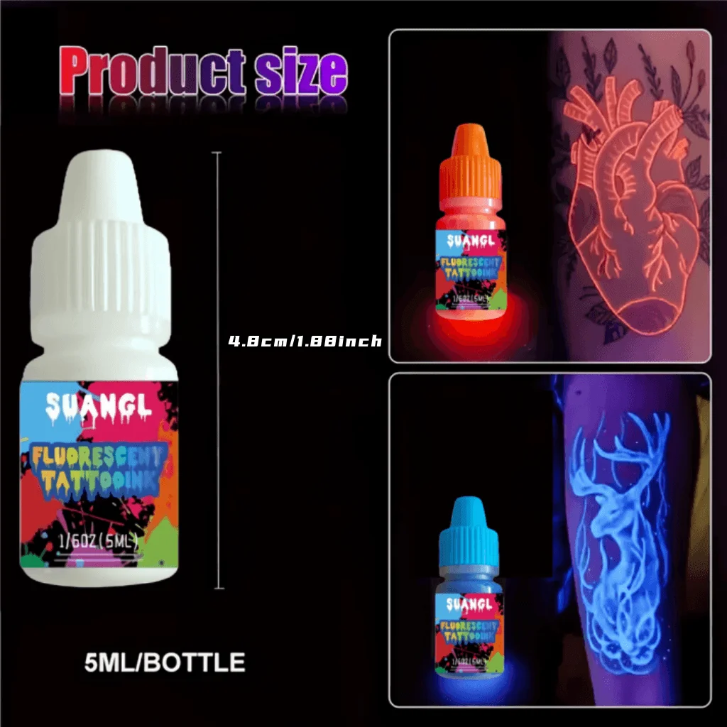 8pcs Luminous Temporary Tattoo Ink-Long Lasting, UV Reactive Pigments For Vibrant Body Art