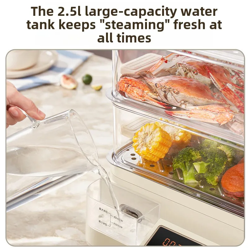 Midea ZGC3223J53 Electric Food Steamer -22.5L Transparent Multi-functional Pot External Water Adding Reservation Insulation 220V