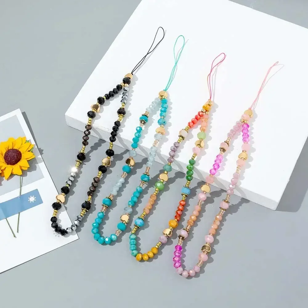 

Cell Phone Lanyard Colorful Crystal Stone Beads Mobile Phone Chain Anti-Los Phone Case Accessories
