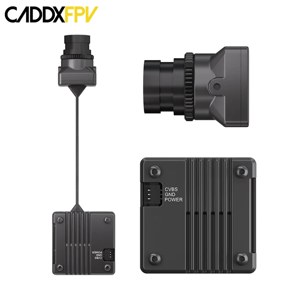 Caddx Infra V2 Caméra FPV Haute Résolution 1500TVL Vision Nocturne AI fixée sur un châssis de drone, câbles visibles.