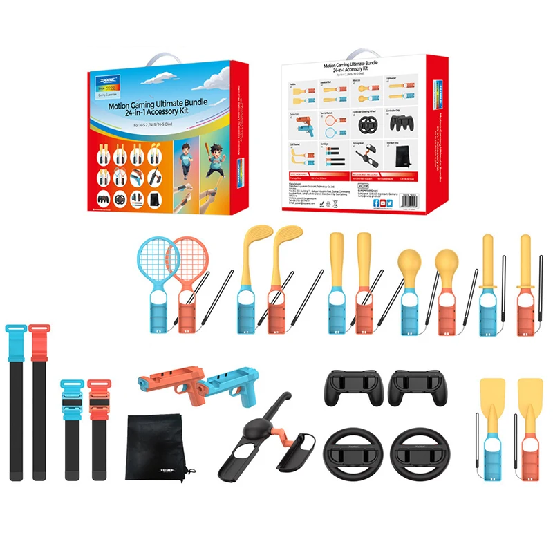 TNS-5113 Switch2 Sports 24-in-1 Motion Controller Kit für Switch Joy-Con mit Tennisschläger Angelrute Gun Grip Beingurt VR – Detail 1