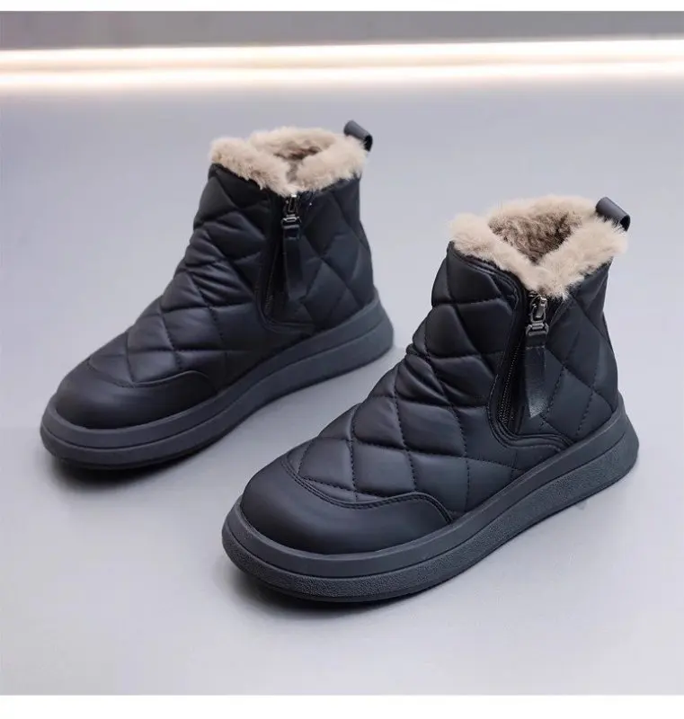 New Winter Snow Boots Thick Bottom Side Chain Warm Comfortable Snow Boots for Women Is Fashion Warm Boots Plush Casual Simple 40
