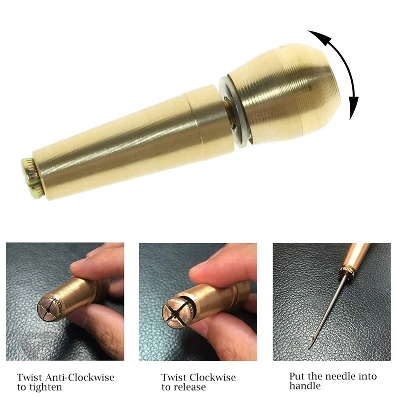 Kit Riparazione Scarpe In Pelle - Punteruolo Con Manico In Rame, Filo Cerato 50m - Foto 5