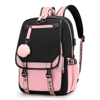 Zaini scolastici per ragazzi e ragazze Bagpack Studenti universitari Borsa da scuola Kawaii Zaino da viaggio moda Harajuku Borsa rosa nera