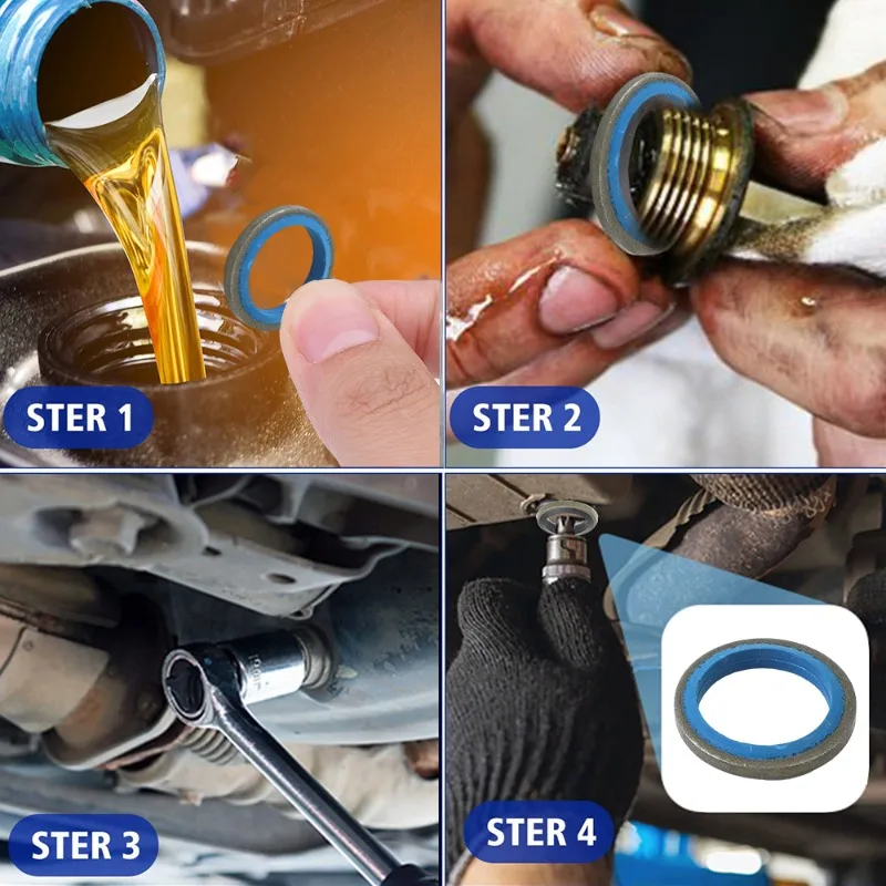 Sealing Gasket Set Oil Drain Combined Washer Seal Sets Washer Assort Kit Rubber Oil Pipe Seal Gasket M6/M8/M10/M14/M16 Hardware