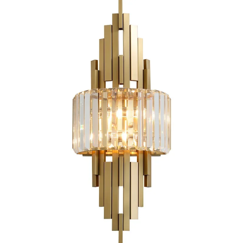 

Modern LED Wall Lamp Clear Crystal Foyer Bedroom Hotel Room Wall Sconces Gold Metal E14 Surface Mount Art Deco Luminaire