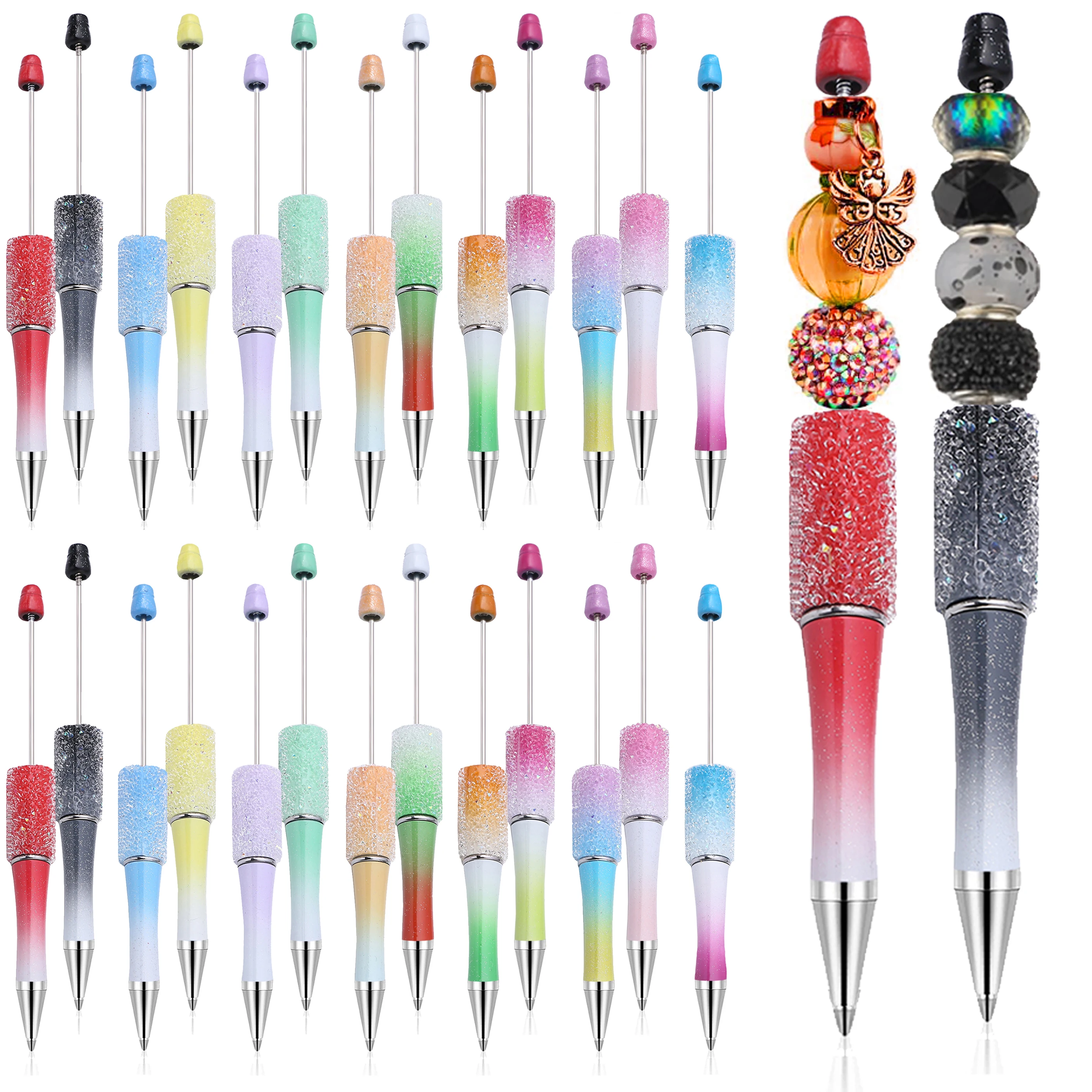 

60Pcs Creative Glitter Diamond Pen DIY Beaded Pen Wholesale Handmade BeadablePen Ball Pens Student School Office Gift