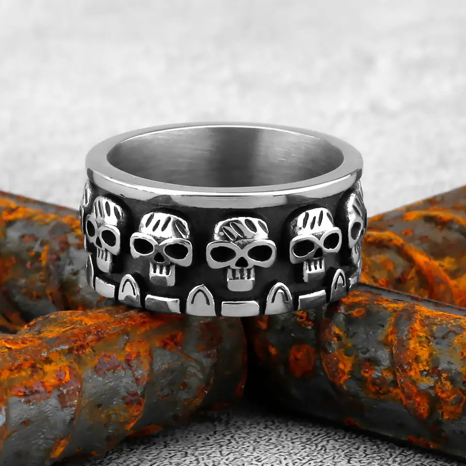 Bague de sécurité satanique en acier inoxydable pour homme, crâne, animaux,  gothique, punk, vintage, steampunk, viking, hip hop, moto, motard, bijoux -  AliExpress, image size:960x960