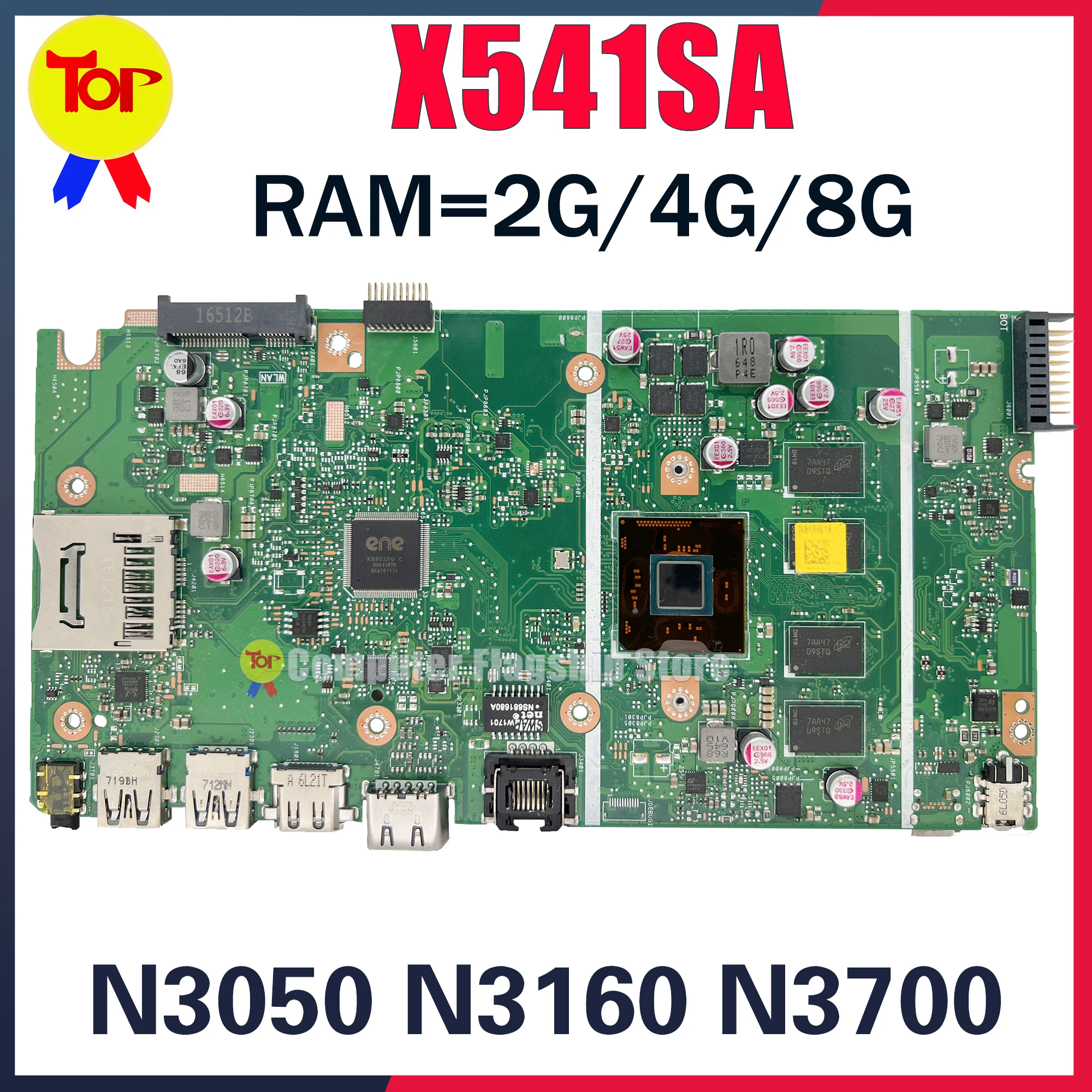 

KEFU X541S Laptop Motherboard For ASUS X541SA F541S N3050 N3060 N3150 N3160 N3700 N3710 RAM 2G/4G/8G 100% Working Testd