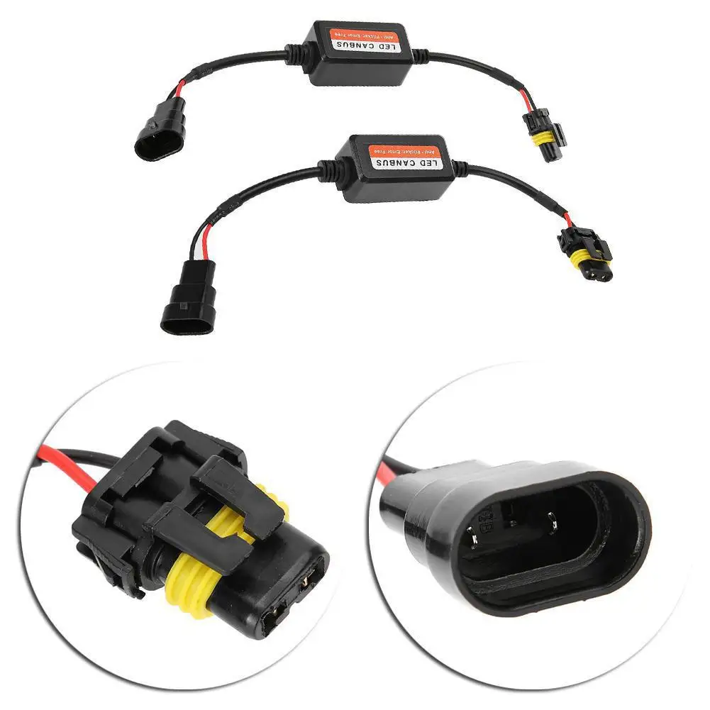 2PCS LED Headlight Decoder Adapter Canbus Anti-Flicker Harness Bulbs Resistor Decoder Warning Error Canceller H1 H4 H7 H8