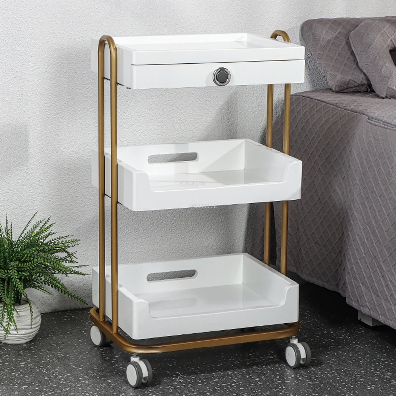 Description Picture 6 of itemNew Beauty Salon Trolleys Light Luxury Salon Furniture Beauty Salon Storage Drawer Rack Home Simple Snack Trolley with Wheels