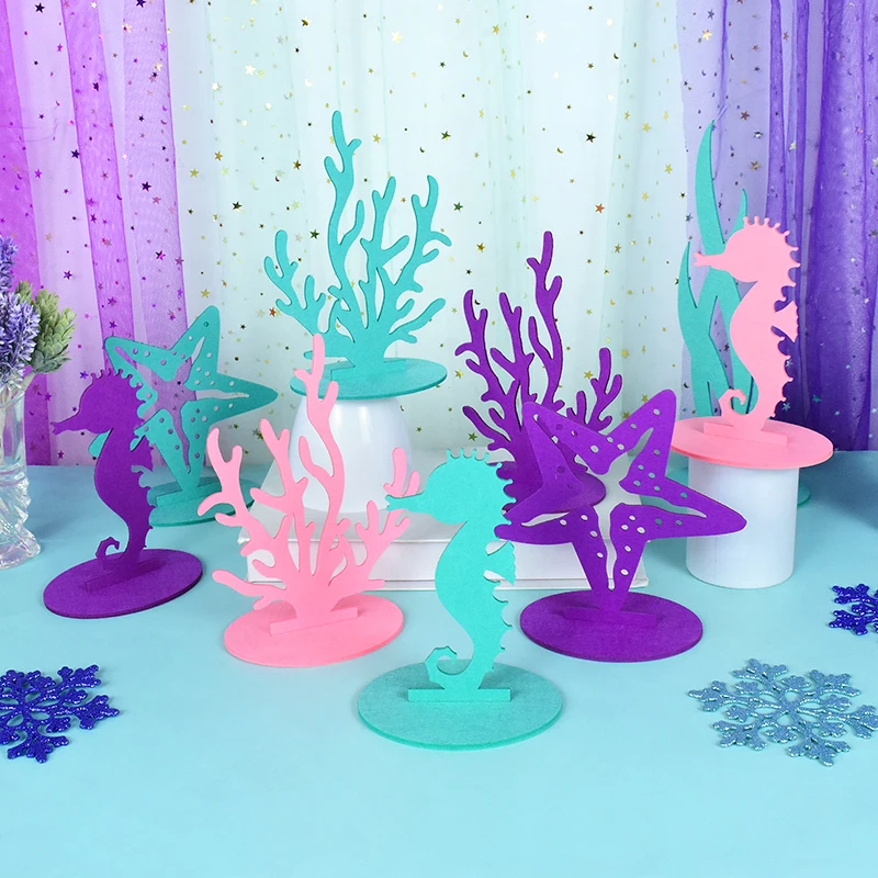 2pcs Seahorse Seaweed Starfish DIY Felt Table Centerpiece Girl