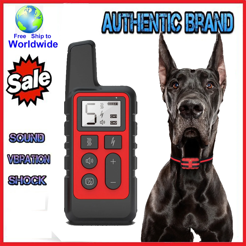 

Электрический ошейник для дрессировки собак, дистанционное управление, водонепроницаемый перезаряжаемый ошейник с ЖК-дисплеем для всех размеров, удар током, вибрация, звук, 500 м