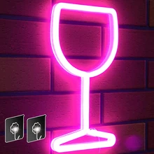 

Wine Glass Led Neon Light Signs Winebowl Wall Hanging Lamp Wall Night Light Usb Battery Operated Neon Sign Bar Room Decor Gifts