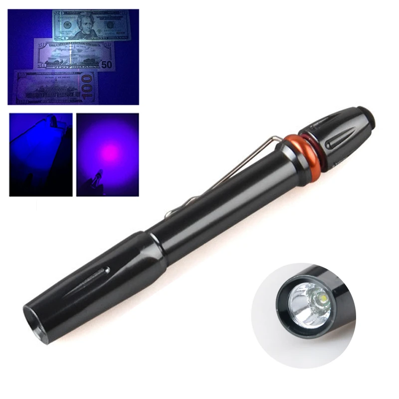 Mini High Power Led Uv Pen Flashlight Long Lasting Portable Small