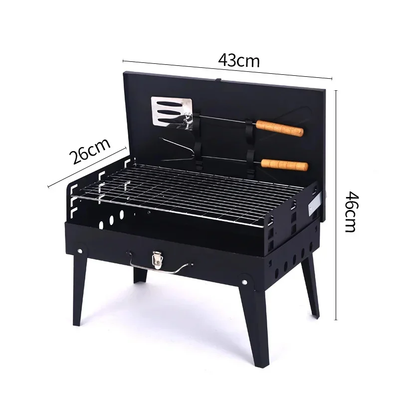 Household Outdoor Portable Box Type BBQ Stove Folding Barbecue Oven Barbecue Grill With Barbecue Tool 2