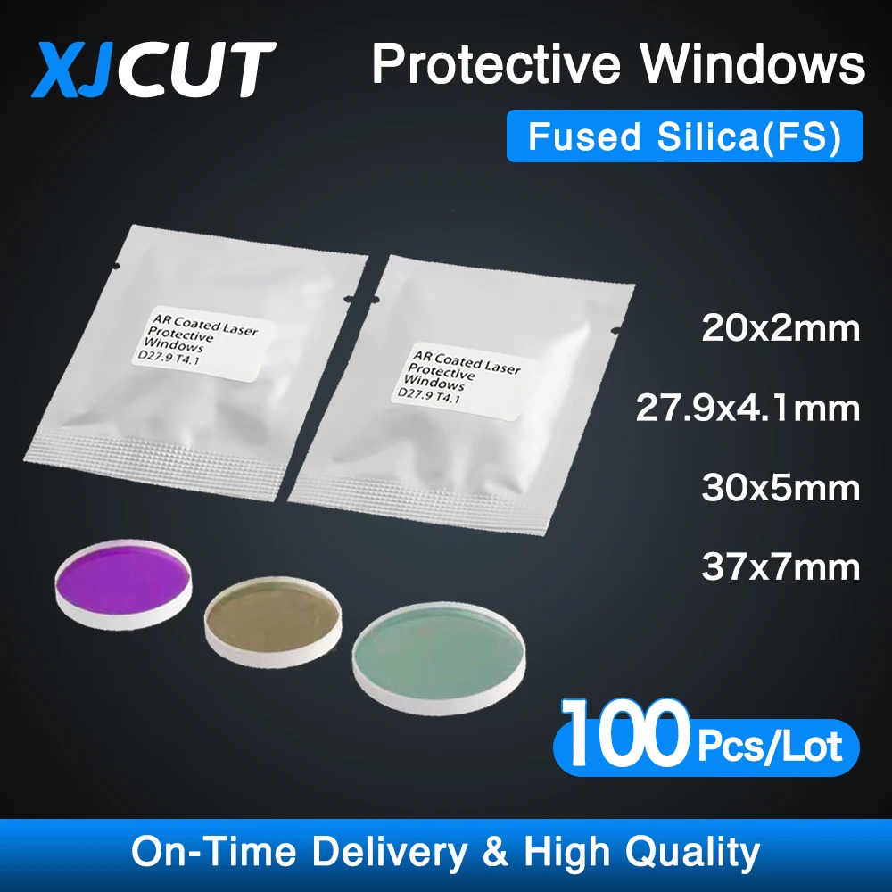 

100Pcs/Lot Laser Protective Windows Protection Lens 20x2/27.9x4.1/30x5/37x7 For WSX Precitec Raytools Bodor Ospri Laser Head