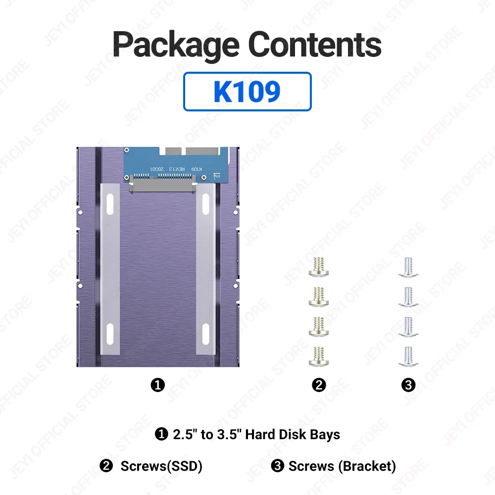 JEYI 2.5 3.5 SSD HDD 하드 드라이브 어댑터 베이 홀더 장착 브래킷 캐디 트레이 7/9.5/12.5mm 2.5 인치 HDD/SSD