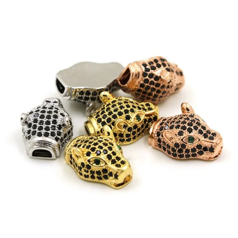 

Fashion Turquoise Leopard Head Animal Bead Accessories For DIY Making Bracelet Charm Lanyard Jewelry Keychain Men Gift