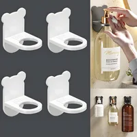 1/4/10pcs Wall Mounted Self-Adhesive Shampoo Bottle Shelf Adjustable Dispenser Shower Gel Bottle Rack Hook Hanging Hanger 1