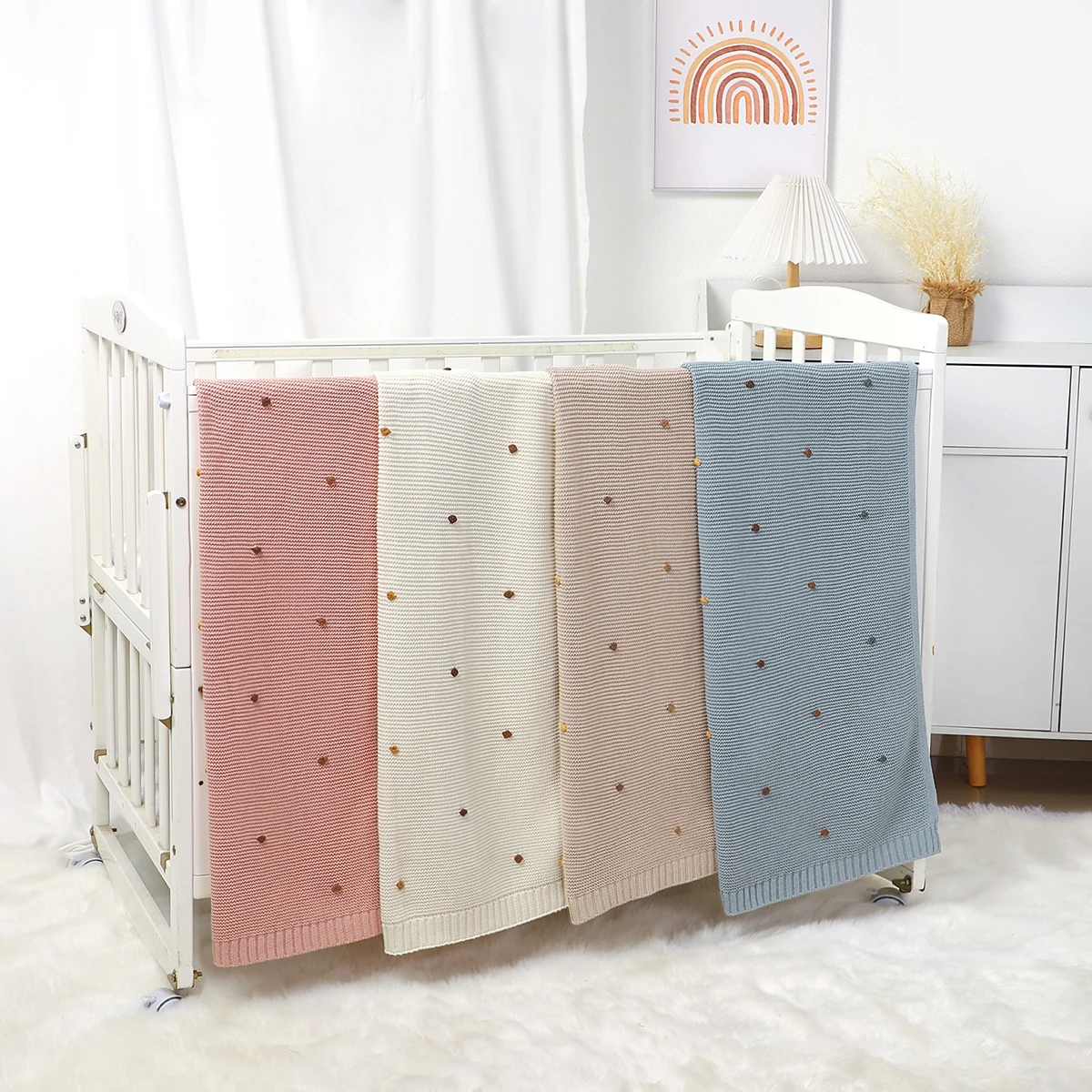 Knitted Baby Blankets Newborn Bedding Infant Kids Cotton Muslin Swaddle Wrap Stroller Blankets Nap Cover
